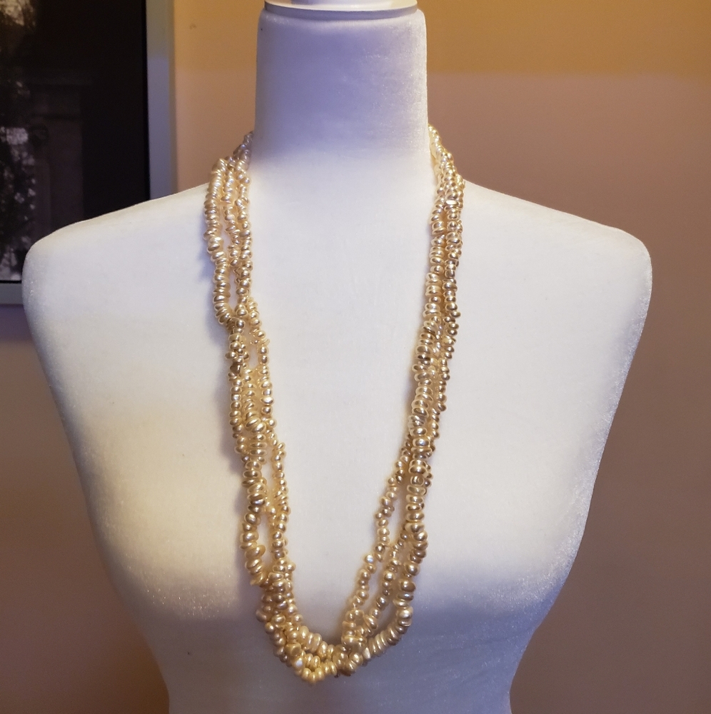 Gold Pearl Twist Necklace